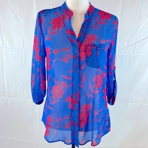 Kut from the cloth Sheer Floral Top Size Small